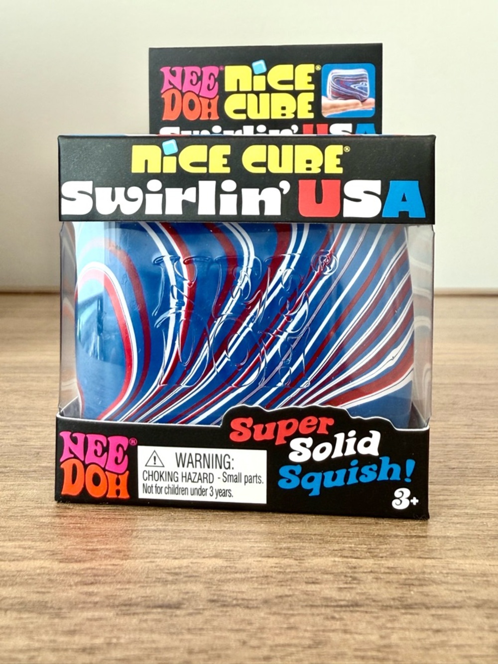 Needoh Nice Cube Swirlin' USA Super Solid Squish - Red White Blue 🇺🇸